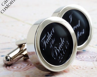 Father of the Bride Cufflinks 'I loved her first' with Wedding Date Custom Wedding Cufflinks with Date Wedding Party Cufflinks