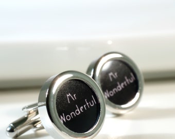 Mr Wonderful Personalized Cufflinks Wedding Cufflinks, Groom Cufflinks for Grooms, Anniversaries, Birthdays or Just Because