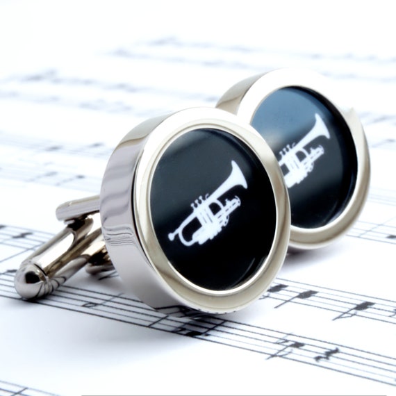 Trumpet Cufflinks, Trumpet Gift, Musician Gift Groomsmen, Groom, Brass Band Cufflinks Musician Gift Orchestra Gift Trumpet Instrument  PC259