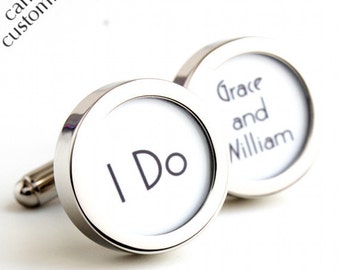 Personalised Groom Cufflinks I Do Custom Cufflinks in 1920s Style with the Names of the Bride and Groom