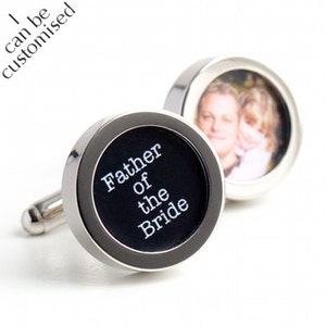 Personalised Father of the Bride Cufflinks, Personalized Photo Cufflinks, Personalised Wedding Cufflinks, Wedding Father Gift, Wedding Party