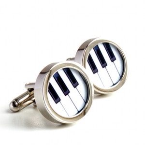 Piano Keyboard Cufflinks in Black and White for Musicians PC256