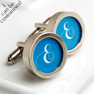 Single Initial Cufflinks, Monogrammed Cufflinks in Your Choice of Colour PC432