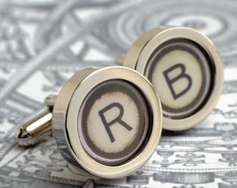 Typewriter Wedding Cufflinks, Wedding Monogram Cufflinks, Typewriter Cufflinks, Initials Cufflinks, Initials Letters Monogram Gifts, Vintage