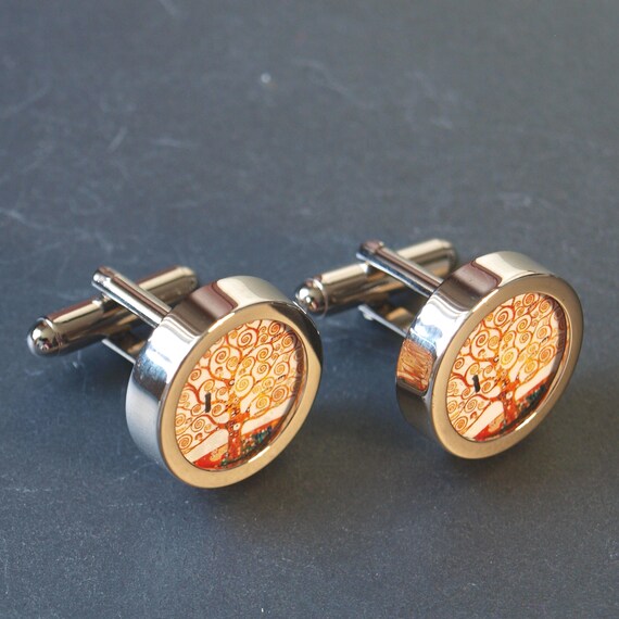 Gustav Klimt Cufflinks TREE OF LIFE Gustav Klimt Handmade Cufflinks Unique Gift