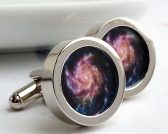 Rainbow Pinwheel Cufflinks - the Galaxy on Your Sleeve PC531