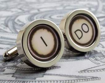 Groom Cufflinks I DO Typewriter Cufflinks, Wedding Gift from Bride Wedding Cufflinks Gift fro Groom, Vintage Style Wedding Cufflinks