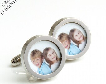 Personalized Photo Cufflinks of Your Children Gift for Fathers, Personalised Gift for Men, Personalised Photo Gift, Custom Photo Gift