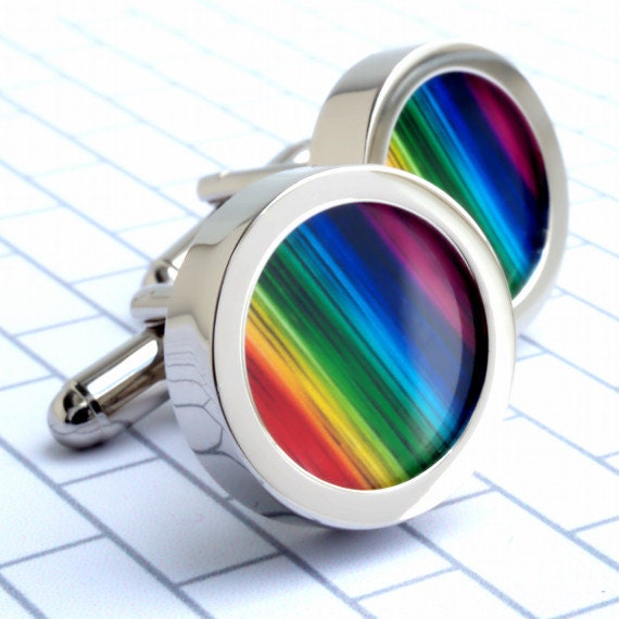 Pride On A Rainbow Swirl Men/'s Cufflinks Cuff Links Set