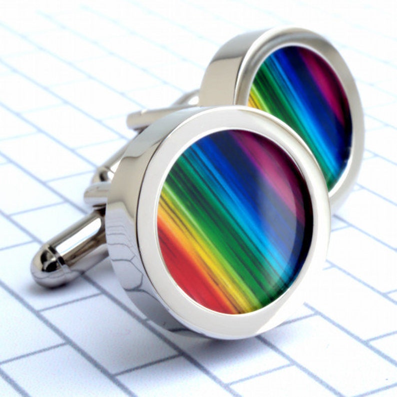 Rainbow Cuff Links Colorful Cufflinks to Wear with Pride Gay Pride Cufflinks LGBT PC026 image 1