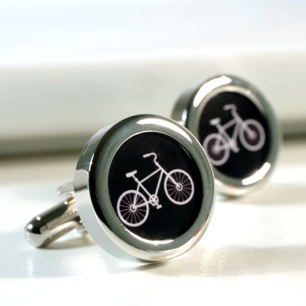 Bike Cufflinks Bicycle Cyclist Gift for Grooms, Anniversary, Birthdays, Graduation - PC654