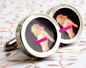 Naughty Nude Cufflinks Vintage Inspired 1940s Naughtiness Mature