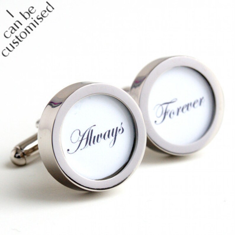 Always and Forever Cufflinks Romantic Gift for Groom or Someone Special PC233 White background
