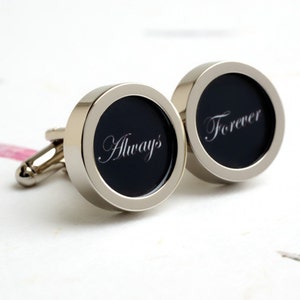 Always and Forever Cufflinks Romantic Gift for Groom or Someone Special PC233 Black background