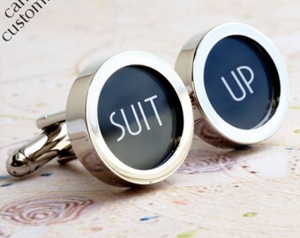 Suit Up Cufflinks Groom Gift, Suit Up Groomsman Gift, Groom Cufflinks, Suit Up Best Man, Wedding Cufflinks, Wedding Party Gifts PC614