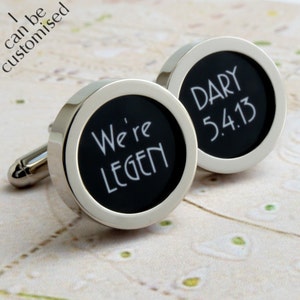 We&#39;re Legendary Cufflinks with Date for Grooms, Weddings and Romance 1920s Style PC569
