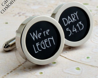 We're Legendary Cufflinks with Date for Grooms, Weddings and Romance 1920s Style PC569