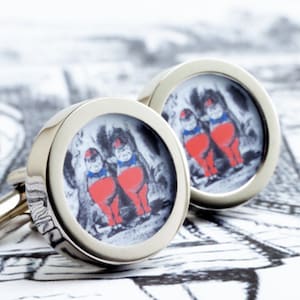 Boutons de manchette Tweedle Dum et Tweedle Dee d&#39;Alice au pays des merveilles pour romance, mariages et mariés PC611