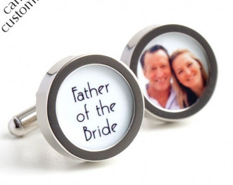 1920s Father of the Bride Custom Cufflinks with a Photo of Father and Daughter Art Deco Style