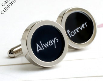 Always and Forever Wedding Cufflinks for Groom Art Deco Weddings and Special Someone in Art Deco 1920s Lettering PC233