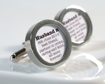 Personalized Husband Cufflinks Husband to be, Groom, Anniversary Gift, Birthday or Just Because PC636