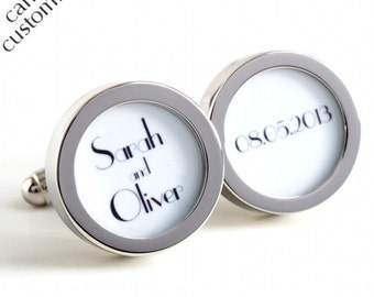 Personalised Wedding Cufflinks Groom Cufflinks Groom Gift with Names and Date