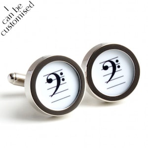 Bass Clef Cufflinks, Music Cufflinks, Music Gift for Men, Music Teacher Gift, Orchestra Cufflinks, Conductor Gift, Orchestra Gift PC225