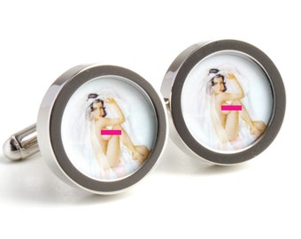 Vintage Nude Bride Pinup Cufflinks PC313