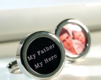 My Father My Hero Personalized Cufflinks for Father of the Bride or Groom Custom Wedding Gift