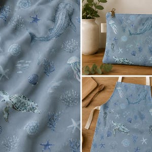 Sea Life Turtle Whale Seamless Pattern | Ocean Digital Paper | Sea Life Fish PNG | Repeat Surface Pattern | Sublimation Design