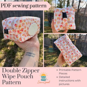Double Zipper Wipe Pouch PDF Sewing Pattern | Boxy Diaper Bag Wipe Case | Digital Download | Beginner Friendly