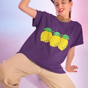 Graphic Lemon Unisex Tee, Lemon Print T-Shirt, Cute Citrus Shirt, Cool Lemon Graphic Tee, Yellow Fruit Shirt