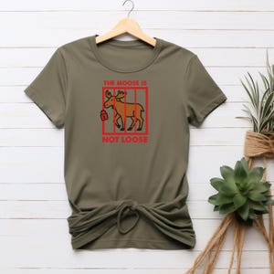 Funny Moose in Jail Unisex Heavy Cotton Tee Shirt, Moose Lover Gift, Animal Graphic Tee, Humorous Woodland Tee, Moose Behind Bars Shirt