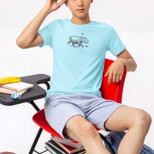 Camiseta "Hippo Run", divertida camiseta unisex dibujada a mano, regalo para amantes de la vida silvestre, animal de dibujos animados