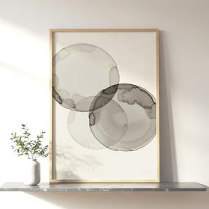 Transparent Circle Art, Neutral Overlapping Spheres Print, Soft Abstract Decor, Digital Download