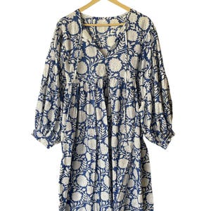 Hand Block Printed Maxi Dress, Indian Tunics, Women Cotton Summer Dress, Handblock Print Cotton Dress, Cotton Tier maxi Dress, midi dress
