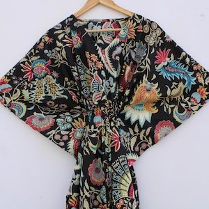New Floral caftan Indian Soft Cotton Kaftan Maxi Dress Beach Cover Up Bridesmaid Gift Caftan for Women Night Wear Dress Night Gown