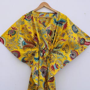 New Floral caftan Indian Soft Cotton Kaftan Maxi Dress Beach Cover Up Bridesmaid Gift Caftan for Women Night Wear Dress Night Gown