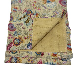 Multi floral Print Indian Kantha Quilt Handmade Kantha Bedcover Indian Kantha Bedspread Throw Cotton Blanket Gudari Kantha Twin Queen Size