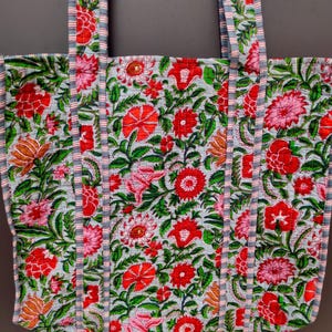 Indian Floral Tote Bag, Handel Bag, Comfortable Bag, Women Shoulder Bag, Cotton Shopping Bag, Travel Tote Bag, Shoulder Tote Bag