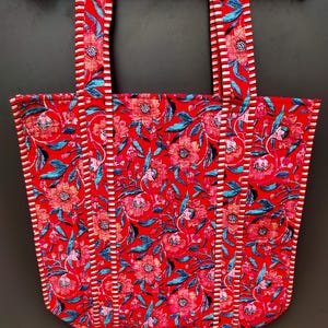 Indian Floral Tote Bag, Handel Bag, Comfortable Bag, Women Shoulder Bag, Cotton Shopping Bag, Travel Tote Bag, Shoulder Tote Bag