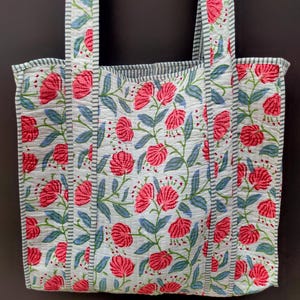 Indian Floral Tote Bag, Handel Bag, Comfortable Bag, Women Shoulder Bag, Cotton Shopping Bag, Travel Tote Bag, Shoulder Tote Bag