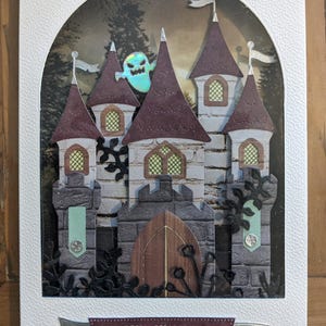 Cartes d'halloween château hanté faites mains !