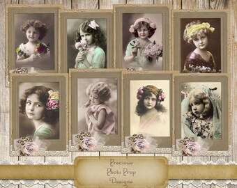 Vintage Children Photos Printable for Junk Journals, Journal Postcards, Digital Printable Scrapbook Planner, Victorian Edwardian Ephemera