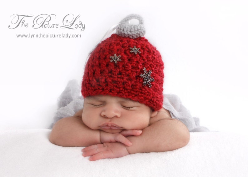 Newborn Christmas Hat Crochet Newborn Baby Hat PHOTO PROP Newborn Ornament Hat Baby Christmas Hat