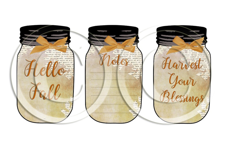 Printable Junk Journal Kit Vintage Fall Mason Jars, Digital Autumn ...
