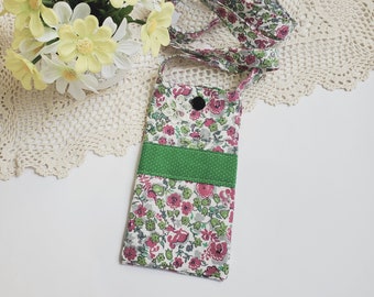 Fabric Cellphone Pouch Crossbody Purse, Minimalist Crossbody Bag, Phone Holder, Floral Print Phone Sleeve Case