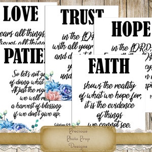 Versículos de la Biblia Escritura Imprimible Digital 8.5 x 11, Digital Print Paper Descargar, Printable Wall Art, Christian Gift Home Décor, Love Faith