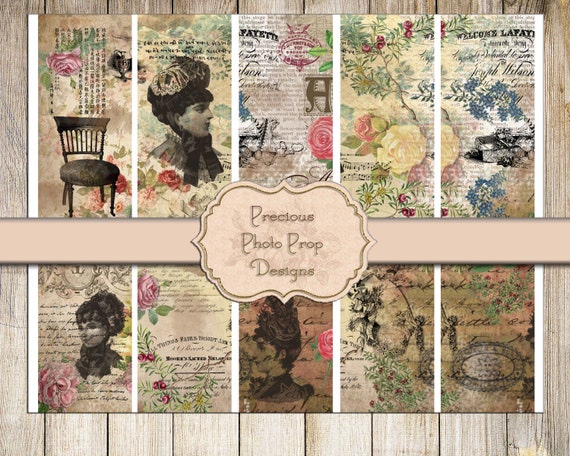 Vintage Collage Rip Strips for Junk Journals Printable Floral | Etsy