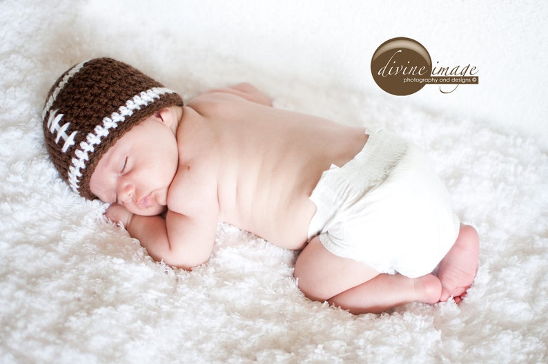 Newborn Football Hat, Baby Football, Crochet Football, Infant Hat, Newborn Photo Prop, Hat for Babies, Sports Fan image 3